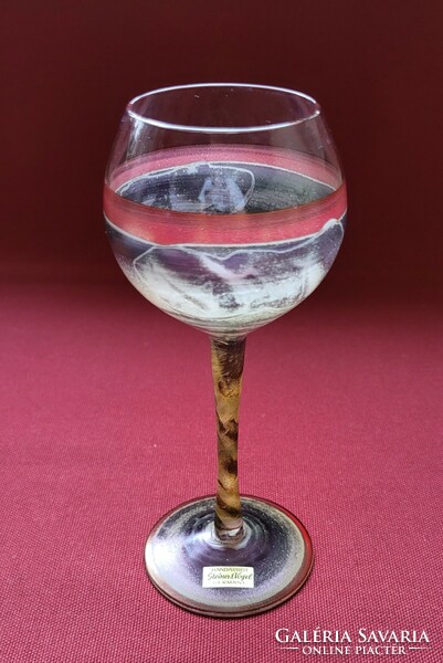 Steiner & Vogel német üveg likőrös rövid italos pohár kézzel készült