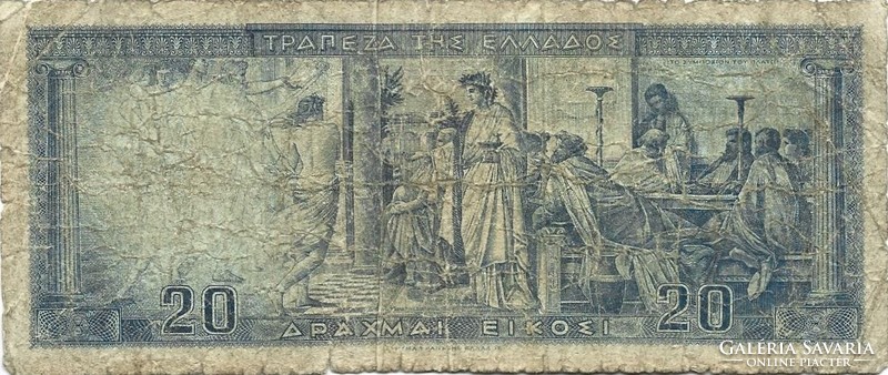 20 drachma drachmai 1955 Görögország Ritka