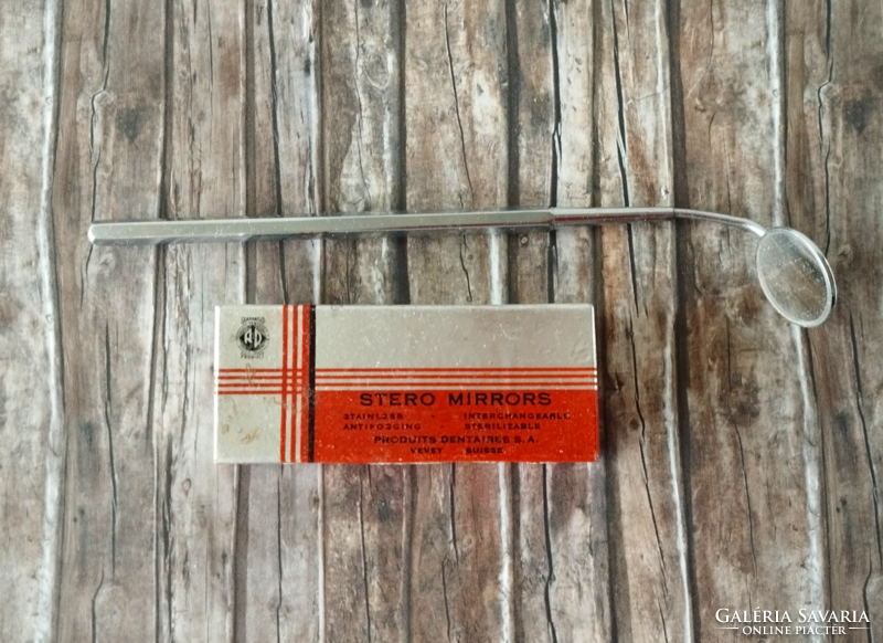 Old German dental scissors in its own box, with replaceable mirrors