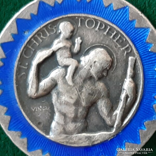 Pál Vincze: St. Christopher fire enamel silver pendant