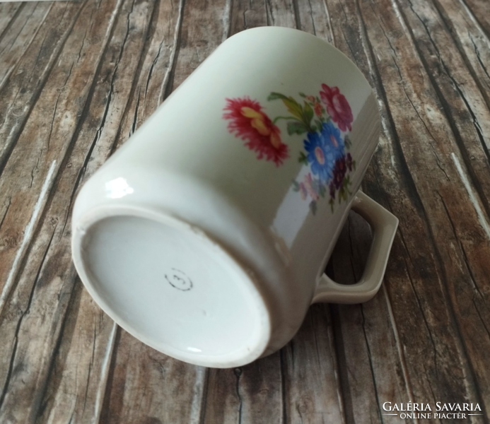 Old Zsolnay flower bouquet porcelain mug, cup