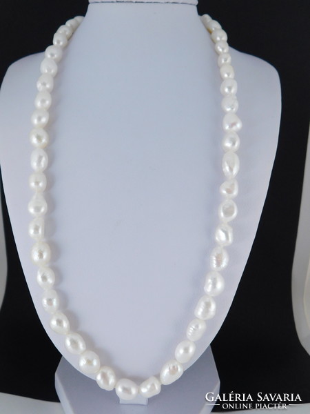14K gold pearl necklace with 10mm baroque pearls, 50 cm long