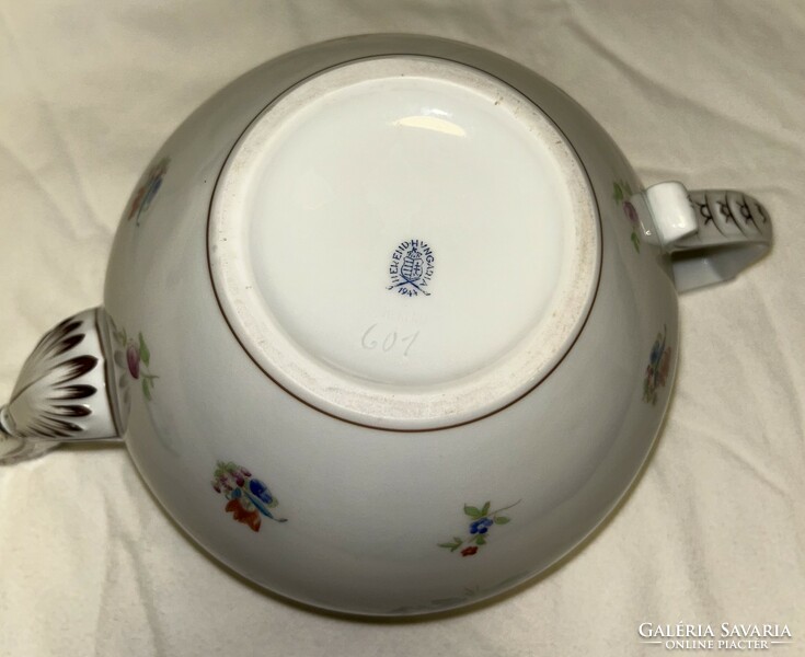 Flower-patterned Herend teapot with rose tongs