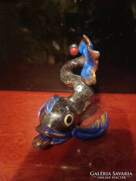 Blue koi fish with extremely rare coloring. Herend.