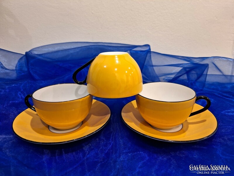 Art deco Német porcelán,teás-kávés csésze 3db,2db csészealj