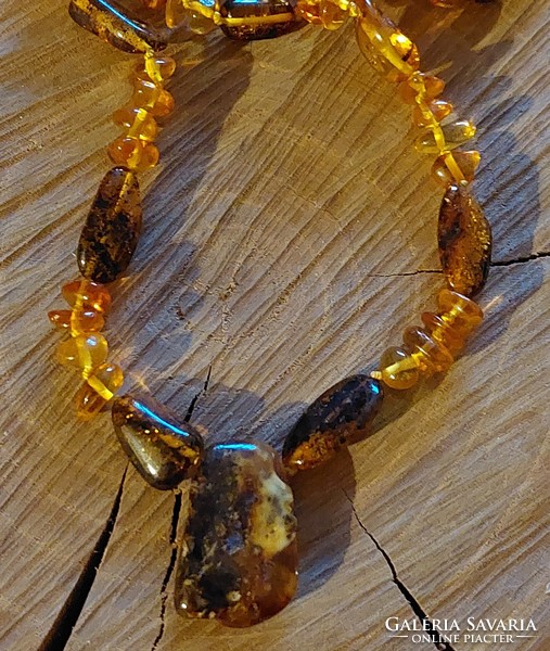 Multi-colored Baltic amber necklace with pendant