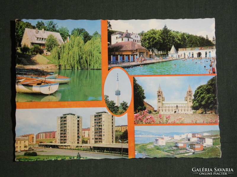 Postcard, Baranya county, mosaic details, Pécs, Abaliget, Orfű, Sikonda, hops
