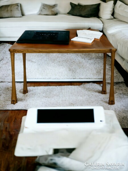 Coffee table - made of ash wood, with selected wood grain, new