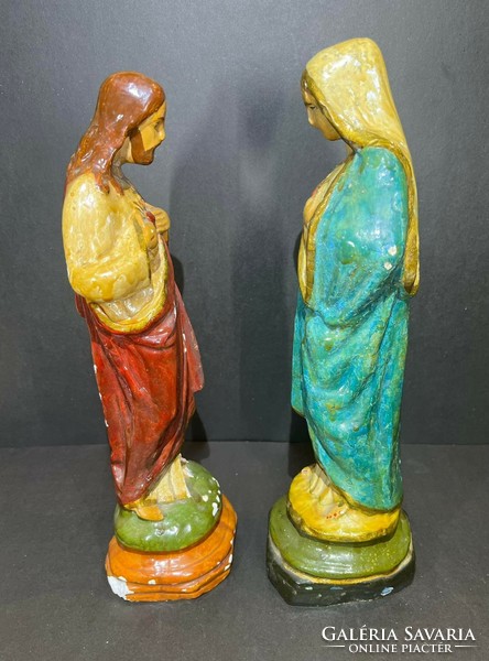 Heart of Jesus, heart of Mary plaster sculptures
