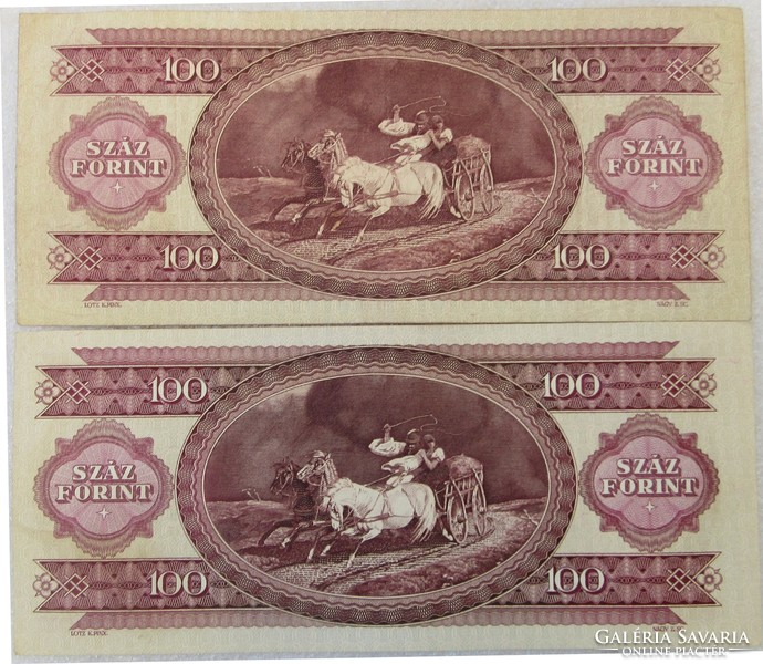 2 db 100-Ft bankjegy, 1992- 1993 , 2 db százforint  1992-1993