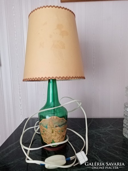 Régi - palackból készült - működő asztali lámpa ---- Miki egér sárga  ernyővel