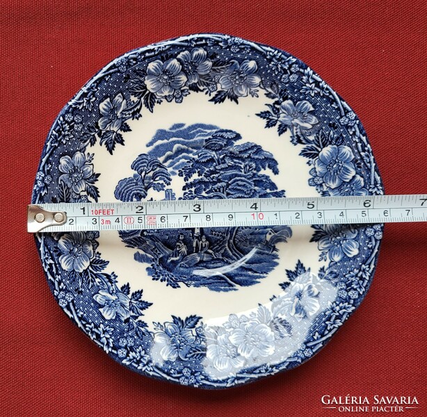Woodland Wedgwood angol porcelán kék jelenetes csészealj tányér kistányér