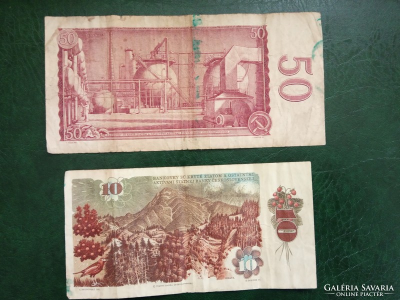 Csehszlovák 50 korona 1964 és 10 korona 1986