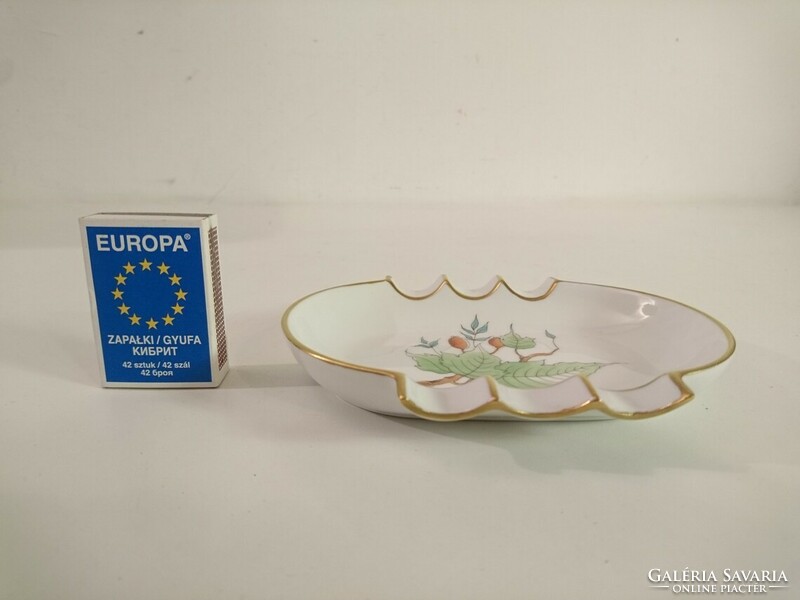 Herend rosehip pattern porcelain ashtray, marked with a brush emblem - in excellent condition