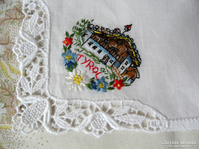 Hand-embroidered lace handkerchief from Tyrol