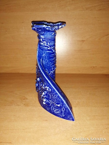 Kék mázas kerámia gyertyatartó 16 cm (26/d)