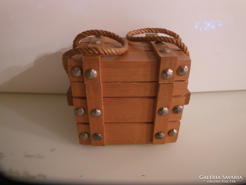 Coaster set - 8 pcs - hardwood - cork - copper - iron - 14 x 12 x 10 cm - perfect