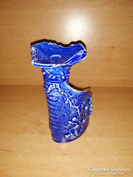 Kék mázas kerámia gyertyatartó 16 cm (26/d)