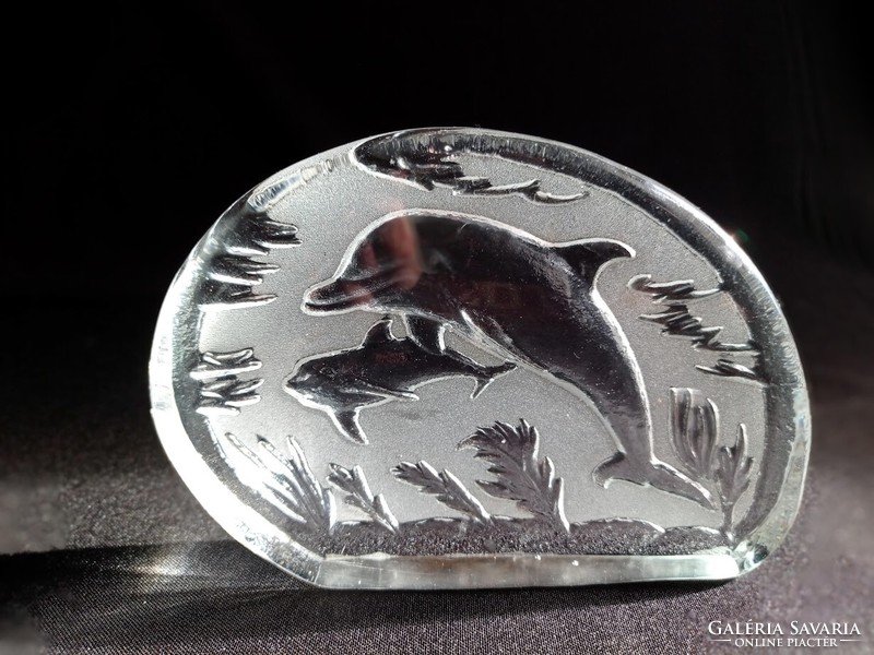 Dolphin glass paperweight