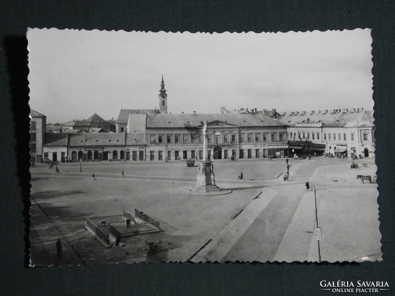 Postcard, baja, main square, peace square, bus station, view detail