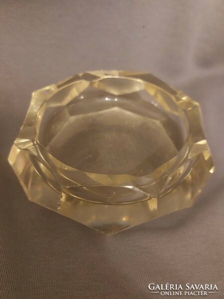 Octagonal polished glass ashtray.