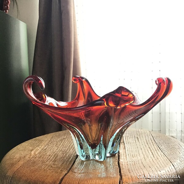 Régi kézműves Muránói kristály üveg tál