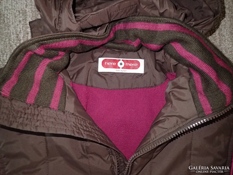 Here + There C&A márkájú, 164-es méretű, barna színű női dzseki kabát levehető kapucnival