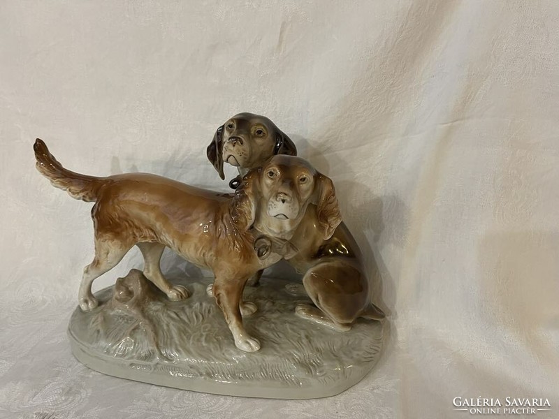 Antique royal dux hunting dogs