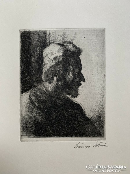 István Szőnyi (1894-1960) etching titled Self-portrait with a beard /14x11 cm/
