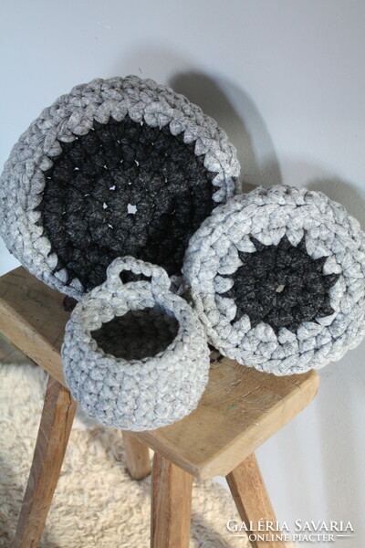 Crocheted containers, baskets, set of 3 - beautiful, flawless