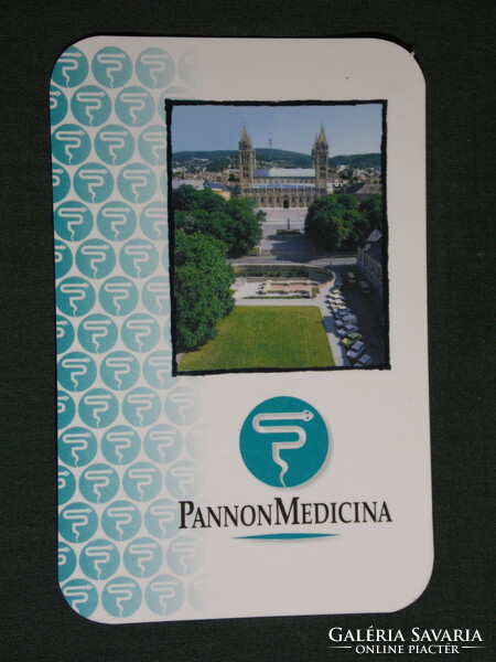 Card calendar, pannon medicine herbal discount store, Pécs, cathedral view, 1996, (6)