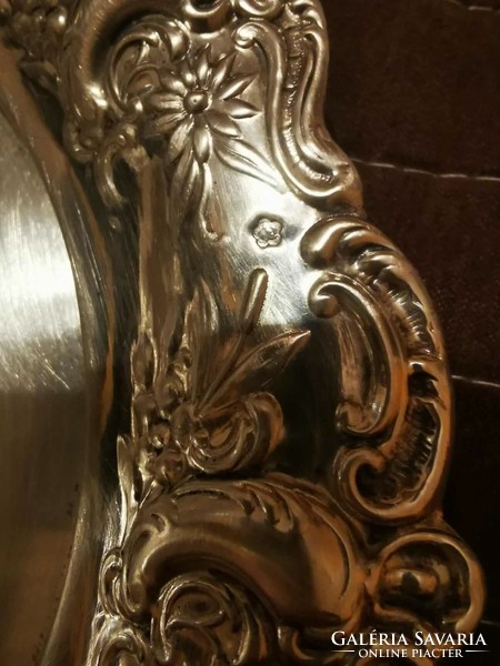 Antik barokk mintás ezüst tálca, 185 g