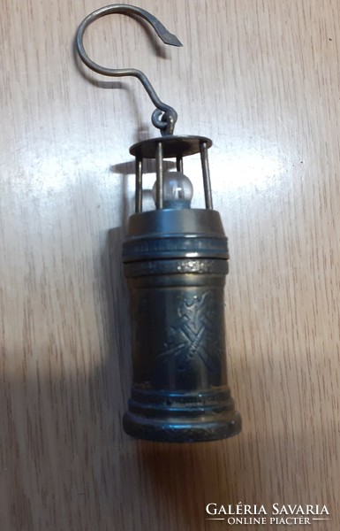 Mini miner's lamp 8 cm. Engraved, battery operated