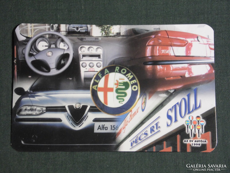 Kártyanaptár, Alfa Romeo, Lancia, Fiat autó kereskedés, szerviz ,Pécs,1998, (6)