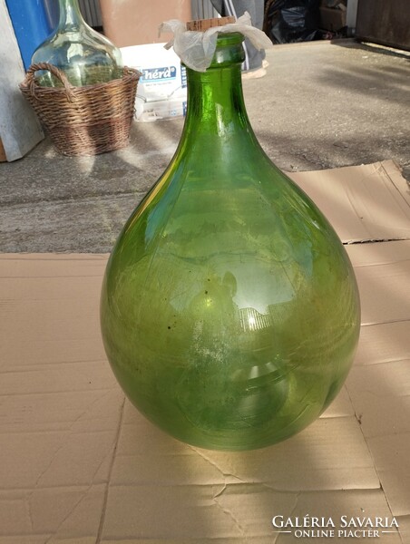 2 green glass balloons