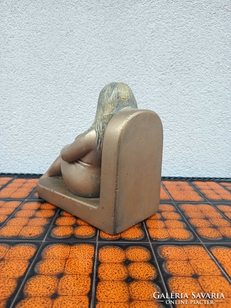 Modern design nude woman bookend ceramic marked. Negotiable!