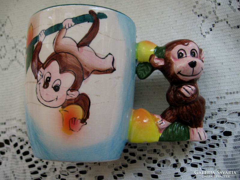 Monkey mug with monkey ears, unique handicraft