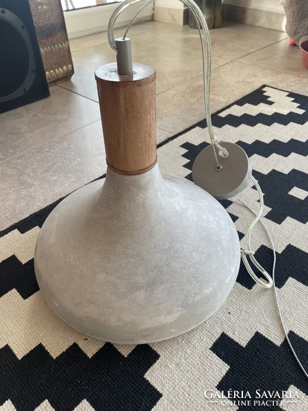 Industrial concrete and wood lamp