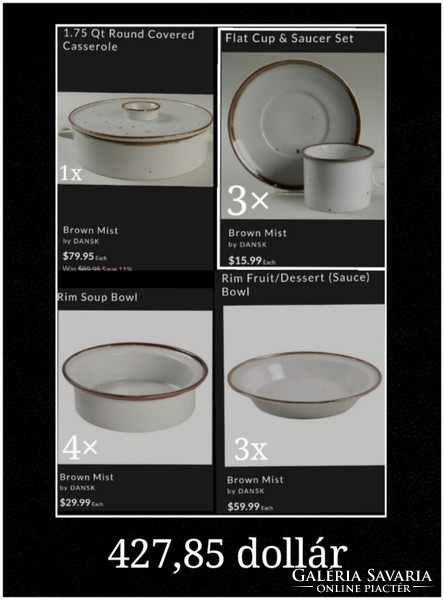 DANSK design / Niels Refsgaard/ dán manufaktúra munkája, porcelán -kőporcelán készlet elemek, XX.szd