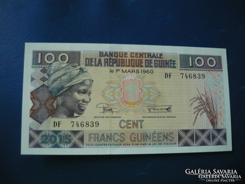 Guinea 100 francs 2015 rare paper money! Unc!