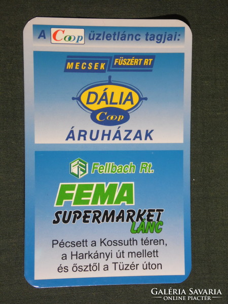 Card calendar, coop store chain Pécs, dalia store, fema supermarket, 1998, (6)