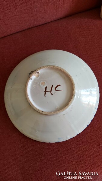 Folk ceramic wall plate marked hc