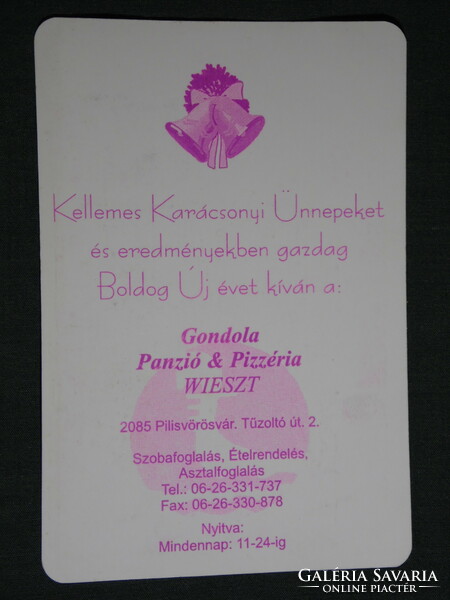 Card calendar, holiday, gondola guesthouse pizzeria, Pilisvörösvár, 1998, (6)