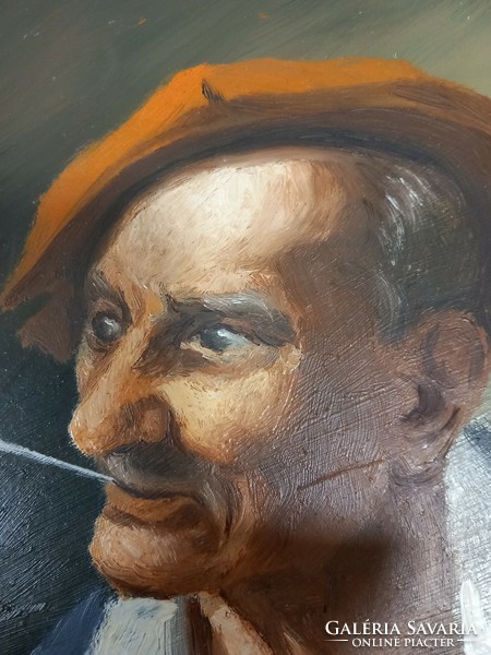 Jakubetz j. – Man playing a pipe 34.5 X 24.5, Oil - wood fiber