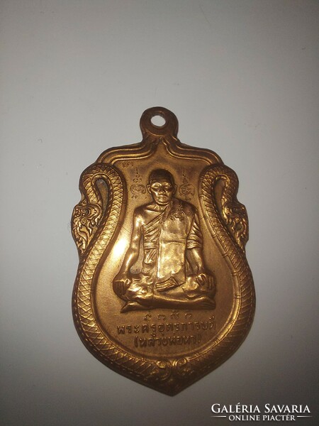 Kétoldalas Thai amulett, Buddha, kb.3 cm, vélhetően réz