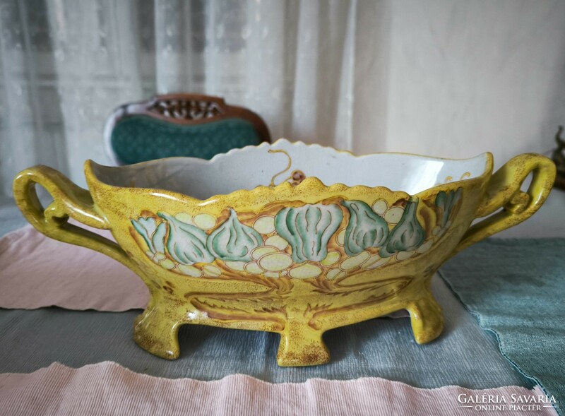 Table centerpiece porcelain marked in Art Nouveau style with flower patterns, potted planter,