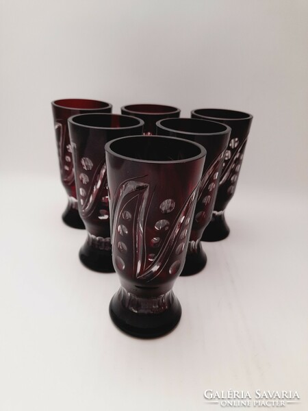 Burgundy wine crystal glasses, 6 pcs