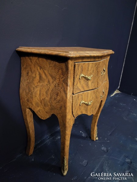 Baroque-style leather-coated small chest of drawers, bedside table, small chest of drawers