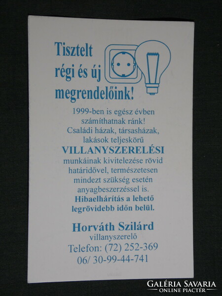 Card calendar, Croatian solid electrician, Pécs, 1999, (6)
