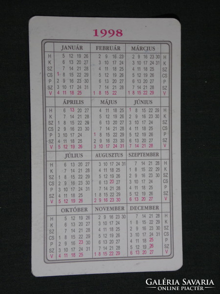 Card calendar, vöre electricity stores, skilós, Pécs, Bácsalmás, Kaposvár, 1998, (6)